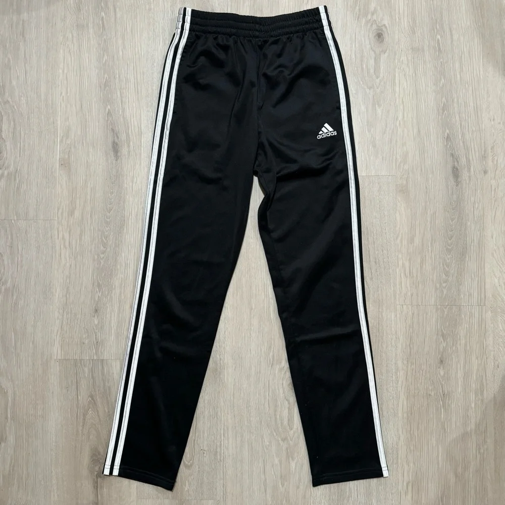 Kids Adidas Girls Black 3 Stripe Soccer Track Pants Straight Leg XL 14/16